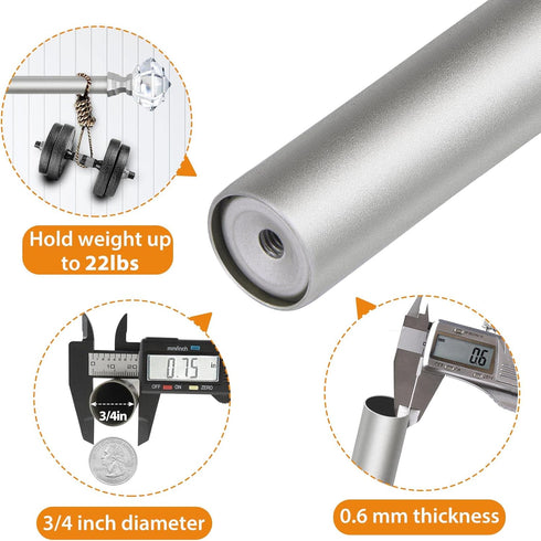 TONIAL Curtain Rods: 32 to 58 Inch Telescoping Decorative Drapery Rod with Acrylic Diamond Finial, Nickel Finish
