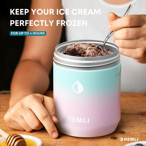 Frozen Ice Cream Pint Cooler, Fits All Standard Ice Cream Pints, Vacuum Insulated Stainless Steel, Leakproof Lid