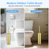 Flyzenvibe Set Stainless Steel Toilet Brush and Holder Brushed Gold Heavy Duty Toilet Bowl Brush with Long Handle