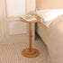 Modern Small Round Drink Table with Fluted Wood Legs - Brown Accent Table for Compact Spaces