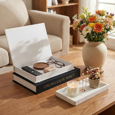 OUTDOORJERKER set 2|faux Decorative books for home decor fake books box of books for decoration on Bookshelf and Entry
