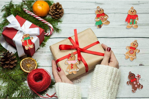 12pcs Gingerbread Man Ornaments for Christmas Tree - Assorted Hanging Decorations, 3 Inch Tall