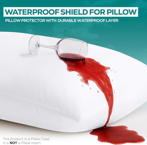 Utopia Bedding Waterproof Pillow Protectors, King Size (2 Pack, White) – Bed Bug Proof Encasement Covers 20 x 38 Inches