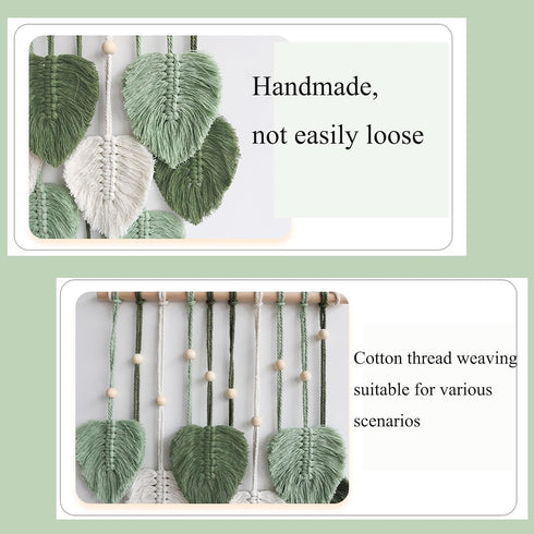 MSFENG Wall Hanging Decor Leaves Tapestry Boho Wall Decor Woven Feather Handmade Yarn Tassels Woven Wall Art