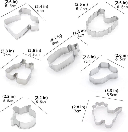 Baby Shower Series Cookie Cutters Set of 7 pcs, DIY Baking Molds, Stainless Steel Fondant Cutter