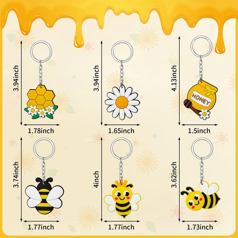 ZAUGONTW 48 Pcs Bee Keychain, Bee Party Favors and Decorations for Baby Shower or Birthday