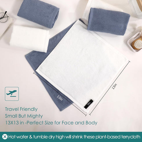 12 Pack, 13x13 inch Wash Cloths Large Face Towel on Sensitive Skin, Easy to Clean Slate Blue Makeup Eraser Cloth, Super