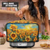 Oil Painting Sunflower Slow Cooker Dust Cover, Yellow Air Fryer Cover with Top Handle and Storage Pockets