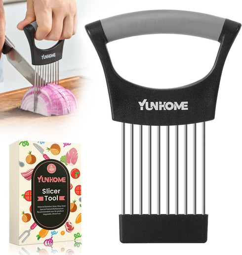 YUNHOME Stainless Steel Onion Slicer, Cutter for Slicing Onions, Tomatoes, Eggs, Fruits, and Vegetables