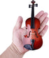 Dselvgvu (7.87"x2.76"x1.26") Wooden Miniature Violin with Stand, Bow and Case Mini Musical Instrument Violin Replica