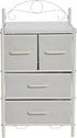 Household Essentials Victoria Dresser Nightstand, Storage Organizer with 4 White Drawers and Metal Frame