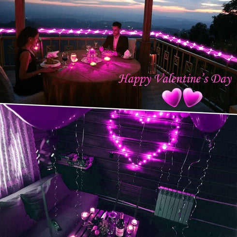 2 Pack 33ft 100 8 JMEXSUSS Pink String Lights Battery Operated Rope Lights Outdoor, LED Battery Powered Christmas