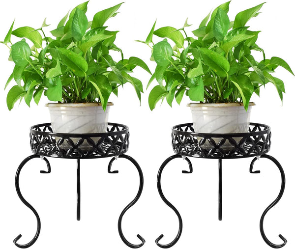 TLBTEK 2Pcs Planter Stand,Metal Round Potted Plant Stands Indoor&Outdoor Multiple ,Modern Flower