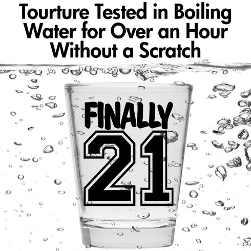 Make Em Laugh Finally 21 Birthday Shot Glass, Celebrate Turning Twenty-One, 21st Birthday Gifts for Him or Her