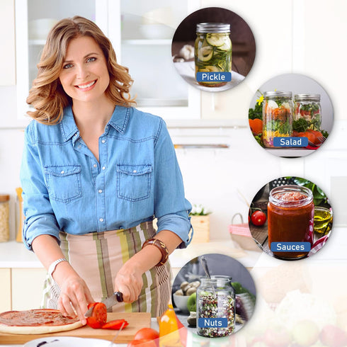 Mason Jar Vacuum Sealer Kit with Accessory Hose for Wide and Regular Mouth Jars, Manual Portable Vacuum Pump and Lid