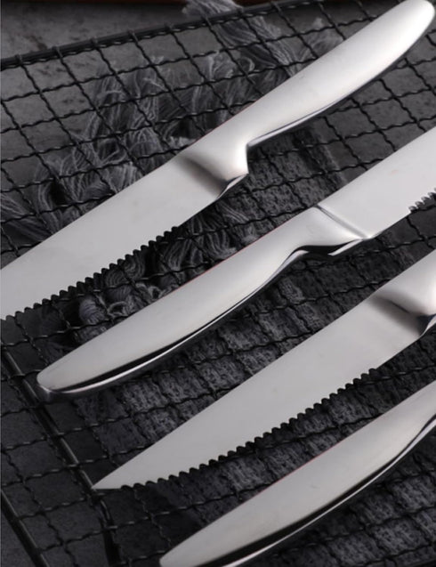 Steak Knife Set, 4-Piece Serrated Stainless Steel Cutlery, 22cm for Home, Restaurant, Hotel