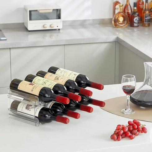 Lifewit 2 Pack Stackable Water Bottle Organizer for Cabinet and Fridge, Kitchen Pantry Storage for 8 Bottles