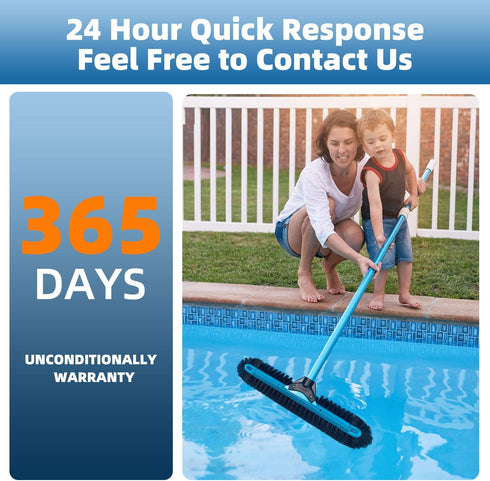 20" 12-Rows Wide Pool Brush Head, Heavy Duty Pool Cleaning Brush with Soft Bristles, Inground/Above Ground Pool Brushes
