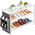 woxlemen Bamboo Shoe Rack for Closet Small Wooden Shoe Organizer with Pouch, Sturdy