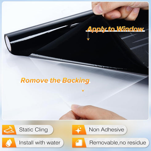 rabbitgoo Blackout Window Film - Sun Light Blocking Room Darkening Privacy Cover for Home Frosted Glass Window