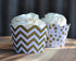 Set of 24 Gold and White Cupcake Wrappers - Reversible Cup Cake Holder Wraps with Dots, Chevrons for Parties