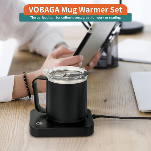 Set 15 oz Set 3 Settings VOBAGA Coffee Mug Warmer with Auto Shut Off, Coffee Mug Gift & Temperature Home Office Desk