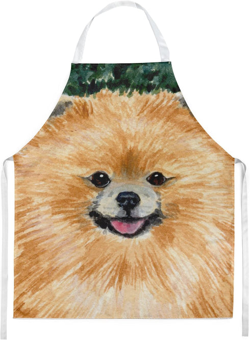 Caroline's Treasures SS8725APRON Pomeranian Apron for Adult Women Men, Unisex, Large, Multicolor, Cooking Kitchen
