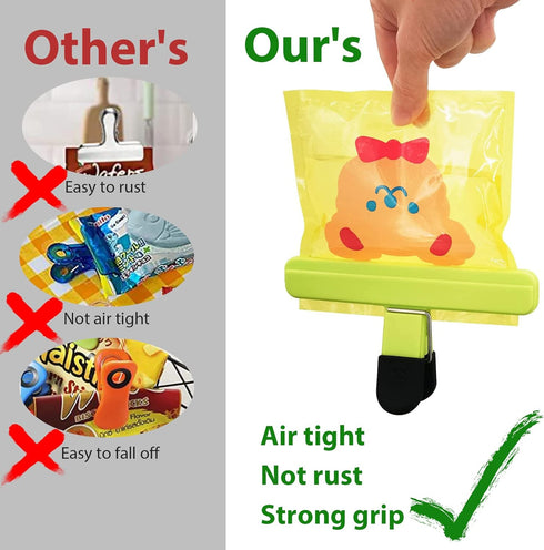 9pcs Chip Bag Clips for Food Storage, Heavy Duty Air Tight Sturdy Plastic Assorted Sizes for Kitchen Snacks