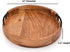 Mahasu Counter (12" 12" 1.6") Tray Acacia Wood Round Serving Tray with Iron Handles for Coffee Table Decor Centerpiece