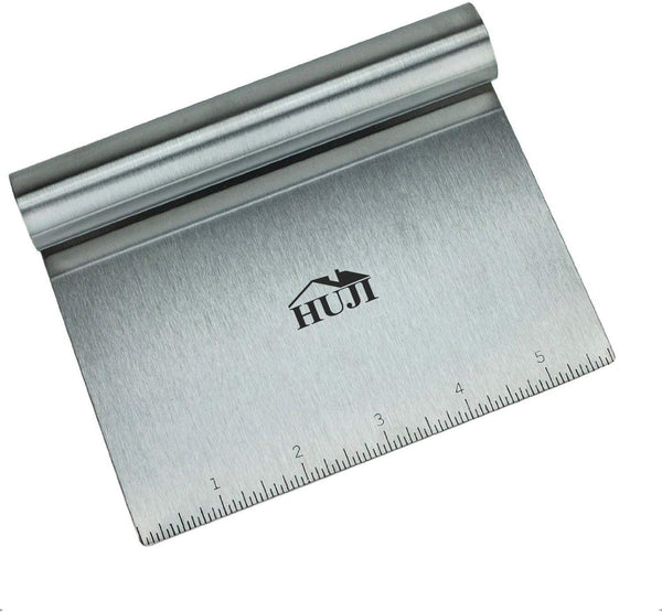 HUJI Stainless Steel Multi-Purpose Scrapper/Chopper, Ergonomic Handle (1 Pack, 5.75" X 4.75")