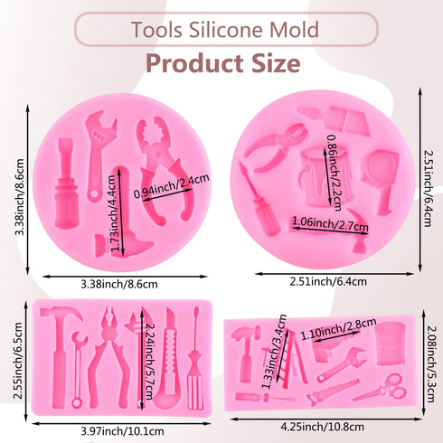 Hand Tools Silicone Mold Set of 4 for Cake Decorating, Chocolate Fondant, and Polymer Clay