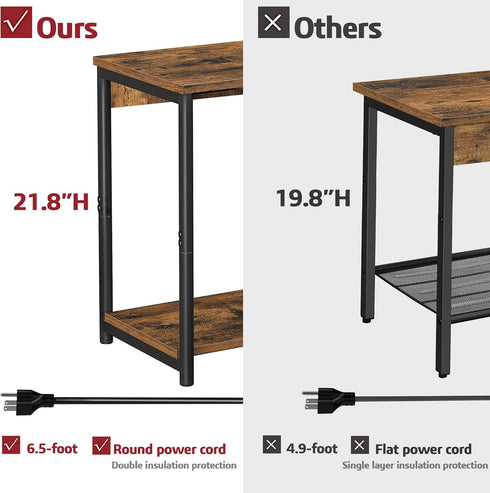 21.8H V1TB01BB025 (1 TUTOTAK Nightstand with Charging Station, End Table, Side Table with USB, Night Stand with Storage
