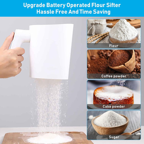 Electric Flour Sifter, Battery Operated Sieve for Baking, Handheld Cooking Tool for Pastry Baking Kitchen Utensil