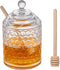TPSUIPA 9 oz Clear Crystal Glass Honey Pot with 2 Dipper Sticks -