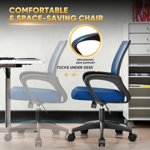 300 Lbs Magshion Ergonomic Office Desk Chair, Mid-Back Mesh Computer Chair, Swivel Chair with Breathable Backrest