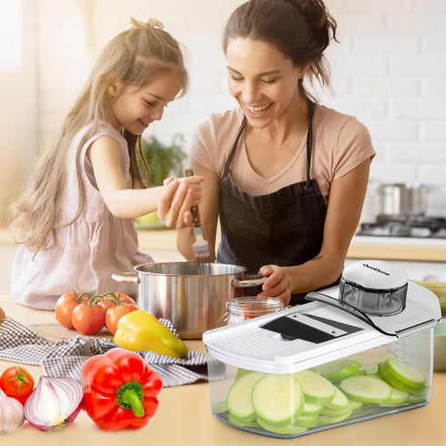 6 (6 1, Ourokhome Vegetable Mandolin Slicer, Hand Safe Kitchen Food Shredder with Mandoline Blades, Veggie Waffle