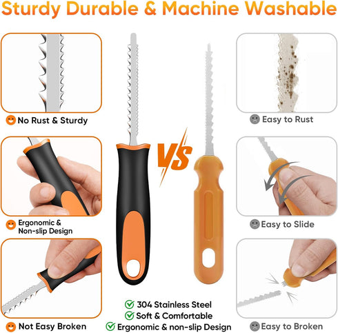 Pumpkin Carving Kit with Stencils - 31 PCS Halloween Tools, Heavy Duty Stainless Steel Pumpkin Carving Set
