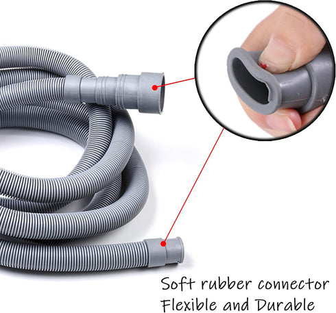 23 Feet Universal Washing Machine Drain Hose, Flexible Dishwasher Drain Hose Extension Kits with Adapter & Hose Clamps