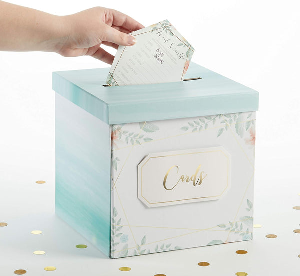Kate Aspen Geometric Floral Wedding Card Box, Money Box - Wedding Decorations for Reception, Baby Showers, Birthdays,