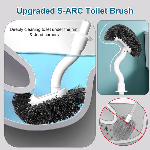 BKCOYSJ 1) Toilet Bowl Brush and Holder Sturdy Plastic Long Handled Toilet Brushes for Bathroom with Ventilated Base