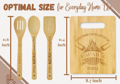 INNObeta Papaw Gifts Bamboo Cutting Board for Grandpa, 11.41"x8.66", Perfect for Father's Day and Christmas