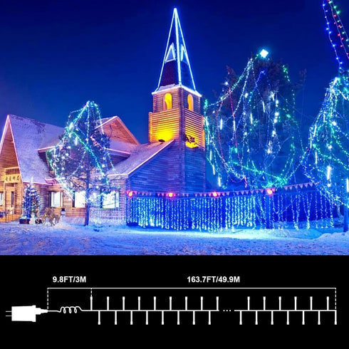 165FT 500 Lights,16 LAMPHOME LED Blue Christmas Modes Connectable Fairy String Lights, Plug in Indoor Outdoor Blue