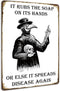 HIDEGRASS Wash Your Hand Plague Doctor Gothic Decor Wall Art Tin Sign for Bathroom or Bedroom 8 X 12 Inch