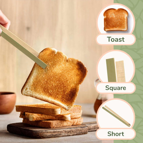 BambooMN Mini Bamboo Disposable Tongs, 3.9", 20 Pieces, Toast Tongs
