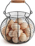 Farmhouse Round Wire Egg Basket with Handle, Metal Egg Collecting Basket for Countertop Holder (8.5 * 7.5 inch)