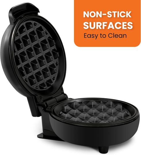 Elite Gourmet EWM013B Electric Nonstick Mini Waffle Maker with 5-inch cooking surface, Belgian Waffles, Compact Design, Hash Browns, Keto, Snacks, Sandwich, Eggs, Easy to Clean, Black by Elite Gourmet