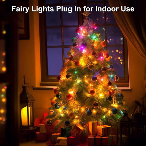 70FT 200LED 8 Christmas Lights Plug in,Outdoor Indoor Connectable Fairy Lights with Timer and Modes,Christmas Tree