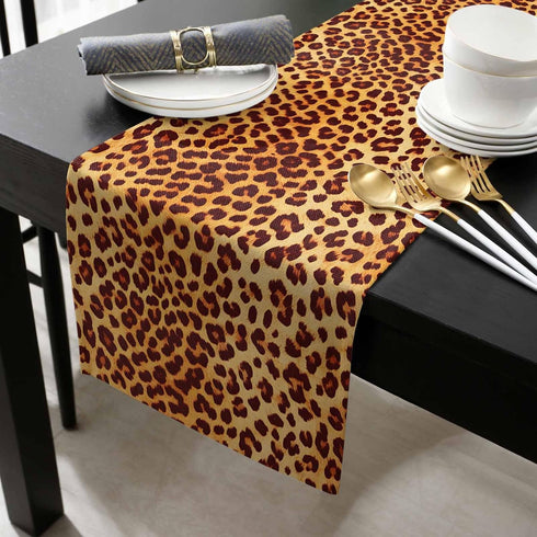 PIEPLE 108 inche Leopard Print Table Runner-Cotton linen-Long Cheetah Print Dresser Scarves,Animal Tablerunner