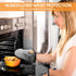 Kitchen Oven Mitts Set of 4, Non-Slip Cotton, Heat Resistant & Machine-Washable, Includes Long Mit, Mini Mitts & Pot
