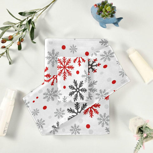 Dussdil Set 3 Winter White Red Snowflakes Bathroom Towel of Pcs Christmas Snow Flakes Bath Hand Towels Face Towel